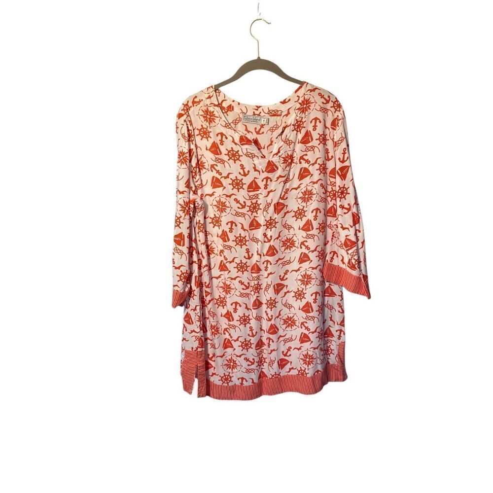 Tybee island, women’s nautical, red and white tunic, cover-up, size medium